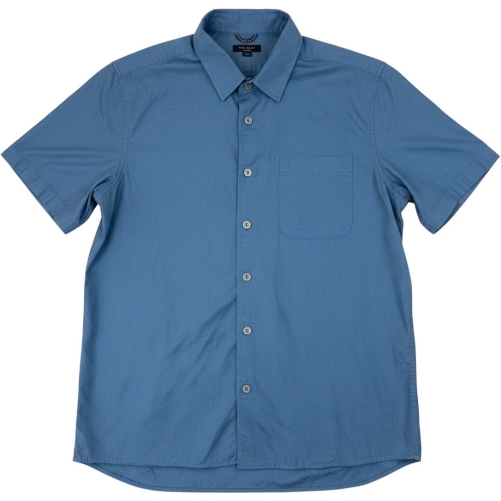 Ted Baker London Mens Blue Short Sleeve Button Down Shirt 4 Large Cotton Blend
